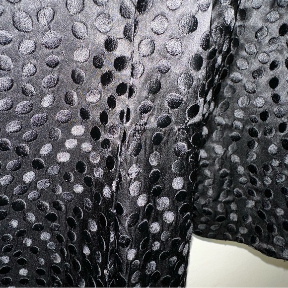 Eileen Fisher Silk Jacket Womens Med Black Polka Dot Long Sleeve Mid Length Goth - Picture 5 of 10
